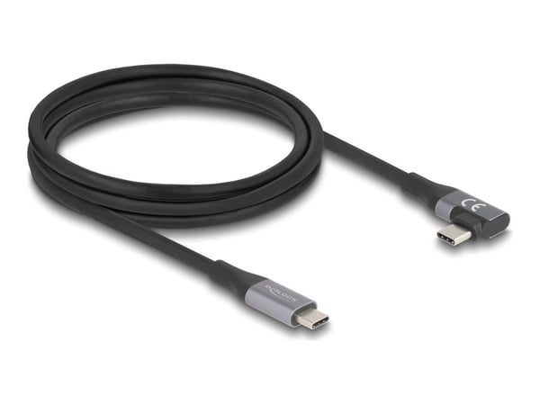 Delock - USB-kabel - 24 pin USB-C (hane) rak till 24 pin USB-C (hane) vänster-/högervinklad - USB 3.2 / Thunderbolt 3 - 48 V - 5 A - 2 m - utökat e...