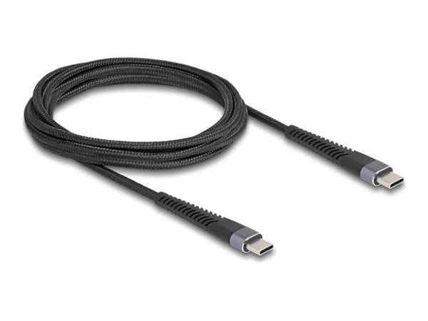 Delock USB 2.0-kabel USB Type-C kontakt till kontakt med utökat böjskydd 60 W 2 m