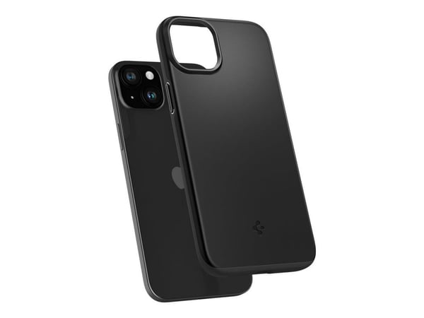 Spigen Thin Fit - Bakdeksel for mobiltelefon - termoplastisk polyuretan (TPU), polykarbonat - svart - for Apple iPhone 15