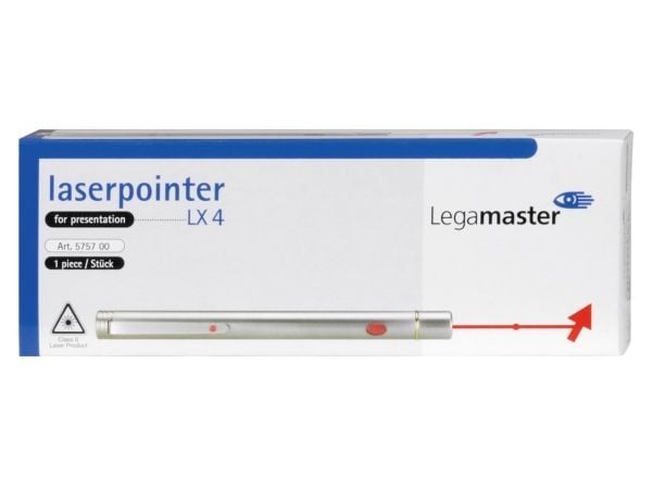 Legamaster LX 4 laser pointer red, 54,8 g, 74,8 g, AAA Micro 1.5V R03, Silver, Taiwan, 1920 styck