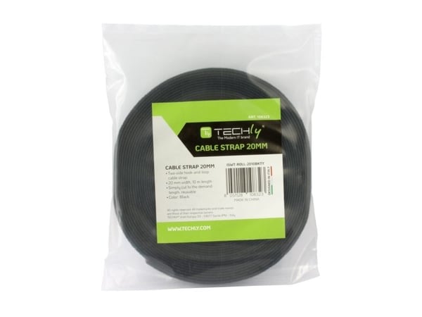 Techly ISWT-ROLL-2010BKTY, Nippusidekiinnitys, Nailon, Musta