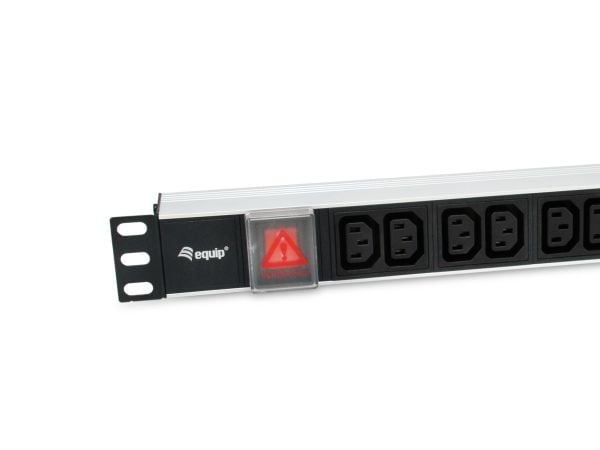 Equip 333318, Grunnleggende, 1U, Aluminium, Sort, Sølv, 12 AC-utganger, C13 kopling