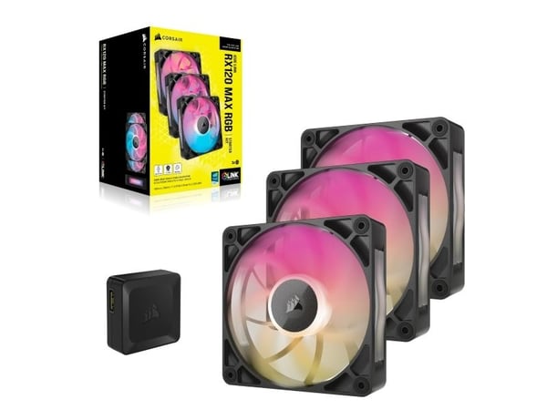 CORSAIR iCUE Link RX120 MAX RGB Starter Kit - Kabinettvifte - 120 mm - svart (en pakke 3)
