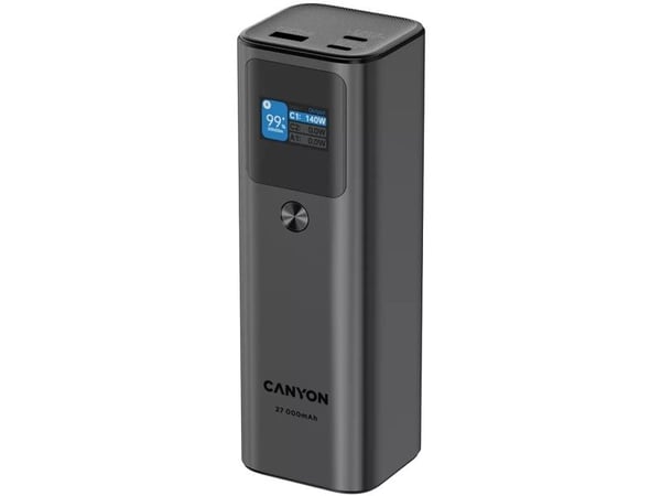Canyon PB-2010 - Strømbank - digital display - 27000 mAh - 97.2 Wh - 140 watt - 5 A - QC, Power Delivery 3.1 - 3 utgangskontakter (2 x USB-C, USB-t...