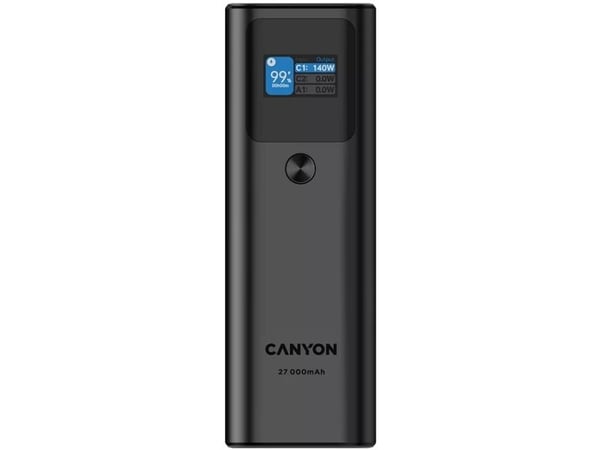 Canyon PB-2010 - Strømbank - digital display - 27000 mAh - 97.2 Wh - 140 watt - 5 A - QC, Power Delivery 3.1 - 3 utgangskontakter (2 x USB-C, USB-t...
