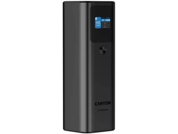Canyon PB-2010 - Strømbank - digital display - 27000 mAh - 97.2 Wh - 140 watt - 5 A - QC, Power Delivery 3.1 - 3 utgangskontakter (2 x USB-C, USB-t...