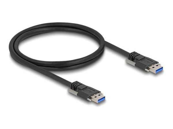 Delock USB 5 Gbps-kabel Type-A hann til Type-A hann med skrueavstand 19 mm 1 m svart