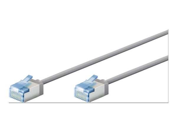 goobay - Koblingskabel - RJ-45 (hann) til RJ-45 (hann) - 1 m - 3.8 mm - U/FTP, PiMF - CAT 6a - halogenfri, flertrådet, slank, ultra flexible - grå