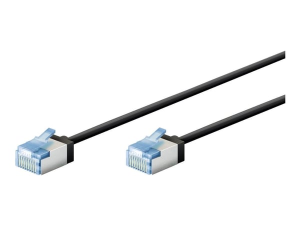 Goobay Ultraflexibles CAT 6A Patchkabel slim U/FTP schwarz - extrakurze Stecker reiner (74321)