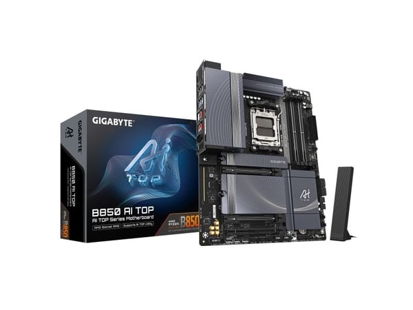 Gigabyte B850 AI TOP - Hovedkort - ATX - Socket AM5 - AMD B850 Chipset - USB-C 3.2 Gen 2x2, USB 3.2 Gen 2, USB 3.2 Gen 1 - Wi-Fi 7, 2 x 10 Gigabit ...