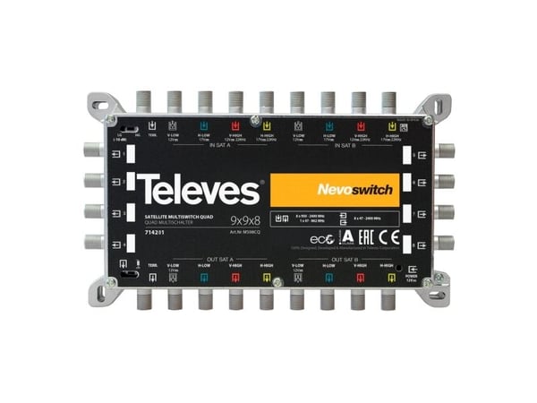 Televes 714201, 9 innganger, 17 utganger, 950 - 2400 MHz, 88 - 862 MHz, 5 dB, 2 dB