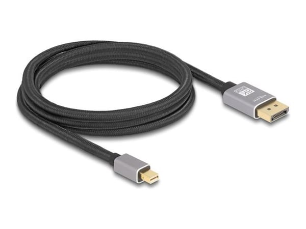 Delock - DisplayPort-kabel - Mini DisplayPort (hann) til DisplayPort (hann) - DisplayPort 1.4 - 2 m - 8K 60Hz støtte - grå, svart