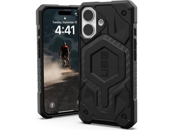 Urban Armor Gear Monarch Kotelo Mobiili takakuori Apple iPhone 16 Carbon Induktiv opladning 114462114242