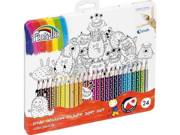 Fiorello trekantede fargeblyanter Super Soft 12 farger + 2 gratis viskelær? (spisser) EXTRA 170-2625