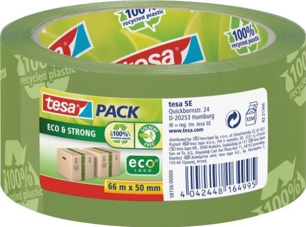 Tesapack Eco & Strong - Pakketape - 50 mm x 66 m - polypropylen - grønn