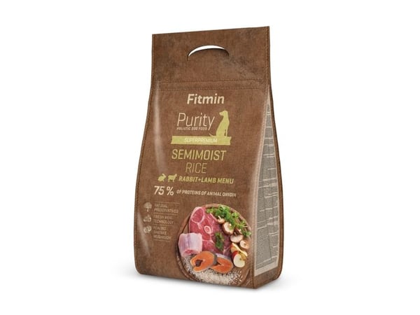 FITMIN PURITY RICE SEMIMOIST RABBIT&LAMB 0.8kg, Voksen, Kanin, Ris, 4 kg