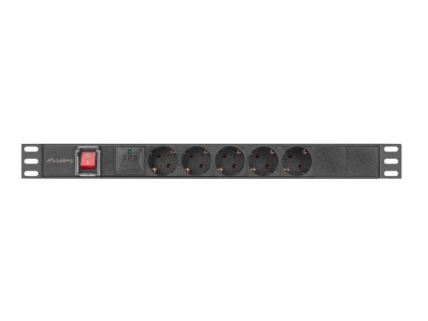 Lanberg PDU-05F-0200-BK, Kytkimellinen, 1U, Yksivaiheinen, Sisätila, Vaaka, Alumiini