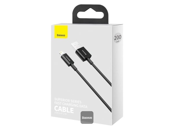 Baseus CALYS-C01, 2 m, Lightning, USB A, Hankjønn, Hankjønn, Svart
