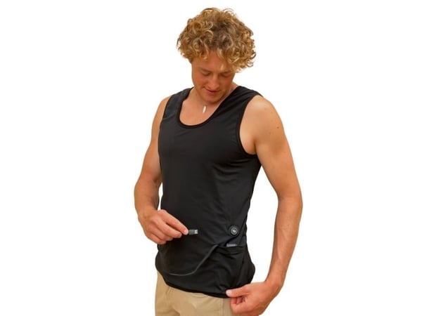 Oppvarmet, universal, tilpasset vest laget av elastisk materiale, drevet av enhver powerbank, størrelser: S, M, L, XL