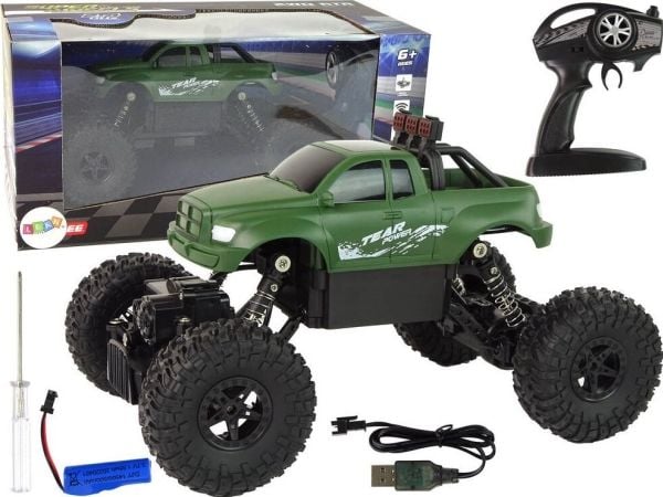 LeanToys fjernstyrt R/C-bil 2,4 GHz 1:18, grønn, auto