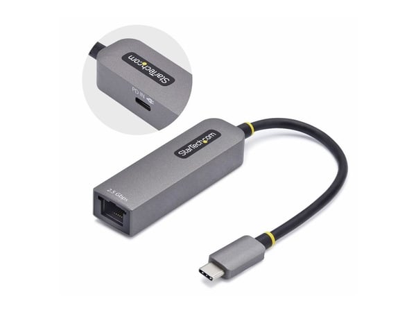 Startech 2.5GbE USB-C to Ethernet Adapter - Nettverksadapter - USB-C 3.2 Gen 1 / Thunderbolt 3 - 10M/100M/1G/2,5 Gigabit Ethernet + USB-C 3.2 Gen 1...