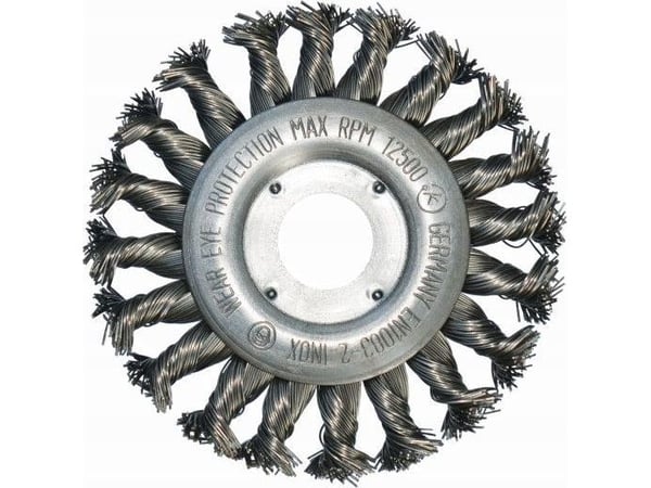 Abraboro skivebørste 115 mm/22,2 - trådsplintret 0,5 mm INOX