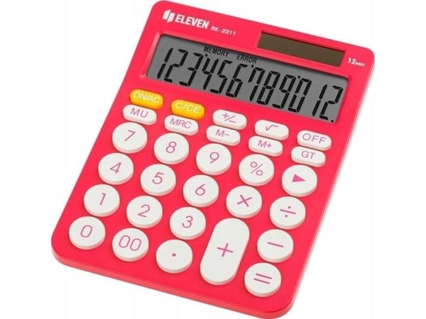 Miniräknare Eleven ELEVEN kontorsräknare rosa med vita knappar, RK2311PK