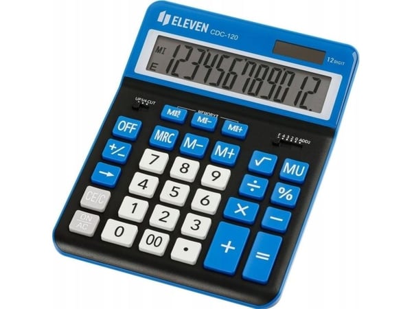 Kalkulator Eleven ELEVEN CDC120BKNV (svart) – hvite og blå taster