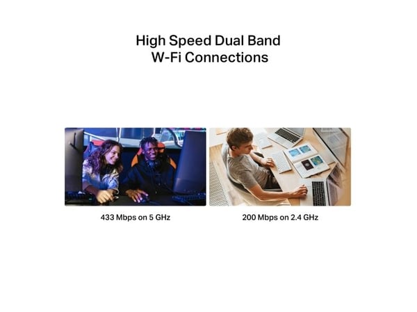 Mercusys MA20N, Trådløs, USB Type-A, WLAN, Wi-Fi 5 (802.11ac), 650 Mbit/s, Svart, Metallisk