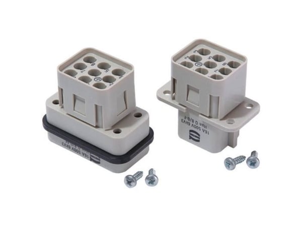 Harting 09 12 008 3101, hann Q 8/0 BU-C, grå, polykarbonat, 500 V, 16 A, IEC 61984 EN 60664-1 DNV GL CSA-C22.2 No. 182.3 PVVA8.E318390 UL 1977 ECBT...