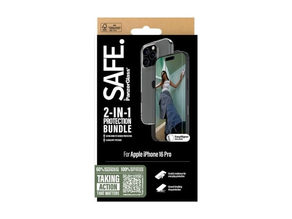 SAFE. by PanzerGlass - 2-i-1 beskyttelsespakke - baksidedeksel for mobiltelefon - 100 % resirkulert termoplastisk polyuretan (TPU), polyethlen-tere...