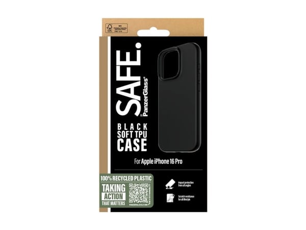 SAFE. by PanzerGlass - Bagsidecover til mobiltelefon - termoplastisk polyuretan (TPU) - sort - for Apple iPhone 16 Pro