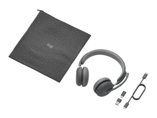 Logitech Zone Wireless 2 - Hodesett - on-ear - Bluetooth - trådløs - aktiv støydemping - USB-C via Bluetooth-adapter - grafitt - Certified for Micr...
