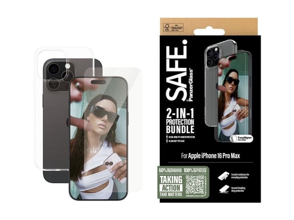 SAFE. by PanzerGlass - 2-i-1 beskyttelsespakke - baksidedeksel for mobiltelefon - termoplast-polyuretan (TPU) - gjennomsiktig - med skjermbeskytter...