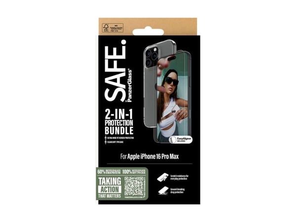SAFE. by PanzerGlass - 2-i-1 beskyttelsespakke - baksidedeksel for mobiltelefon - termoplast-polyuretan (TPU) - gjennomsiktig - med skjermbeskytter...