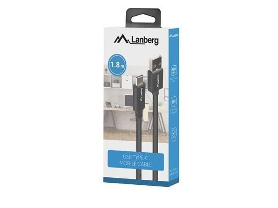 Lanberg USB-A - USB-C USB-kabel 1,8 m Svart (1_816378)