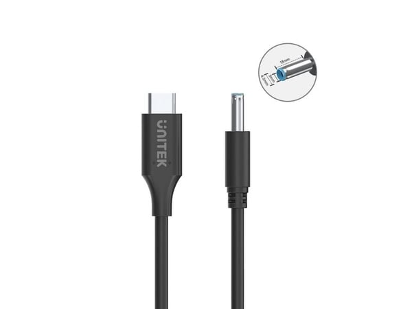 Unitek USB-C - DC 4.5 x 3.0mm 1.8 m USB-kaapeli Musta (C14117BK-1.8M)