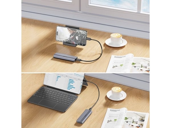 Unitek Bay Unitek M.2 PCIe NVMe-stasjonskabinett, USB-C 10 Gbps, aluminium