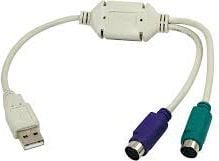 LogiLink Adapter USB to PS/2 - Tastatur- / musadapter - USB (hann) til PS/2 (hunn) - 20 cm