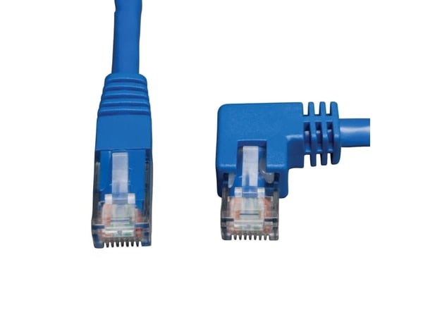 Eaton Tripp Lite Series Right-Angle Cat6 Gigabit Molded UTP Ethernet Cable (RJ45 Right-Angle M to RJ45 M), Blue, 3 ft. (0.91 m) - Koblingskabel - R...