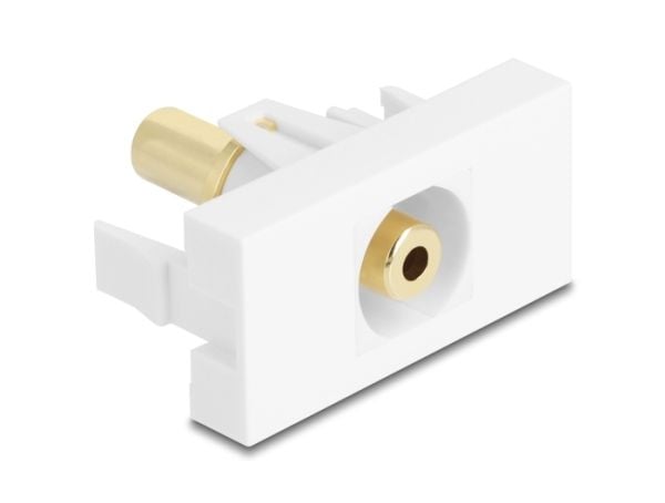 Delock Easy 45 -moduulin 3,5 mm:n 3-nastainen pistorasia 3,5 mm:n 3-nastaiseen pistorasiaan, kullattu valkoinen (90843)