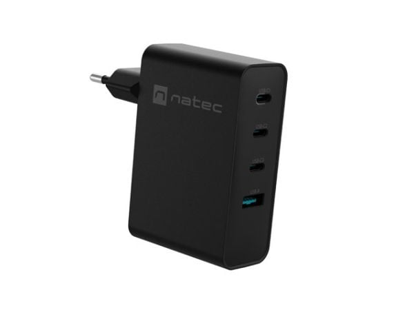 NATEC RIBERA GAN VERKKOVIRTALATURI 3X USB-C + 1X USB-A 100W MUSTA