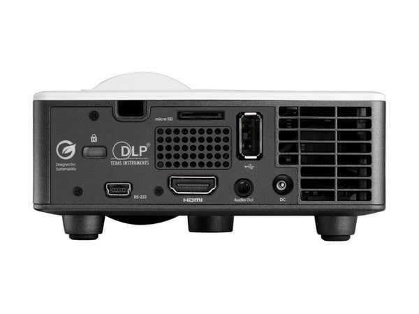 Optoma ML1050STi - DLP-projektor - LED - 3D - 1000 lumen - WXGA (1280 x 800) - 16:10 - 720p - kortkast fast linse - hvit, grå
