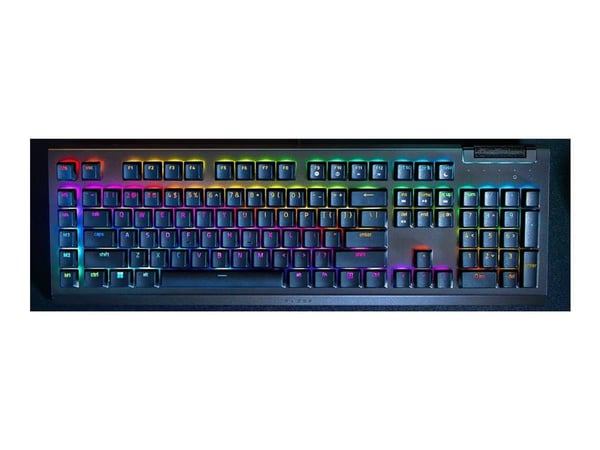 Razer BlackWidow V4 X - Fortnite Edition - tastatur - full size - med medierulle - bakgrunnsbelyst - USB - QWERTY - USA - tastsvitsj: Razer Yellow