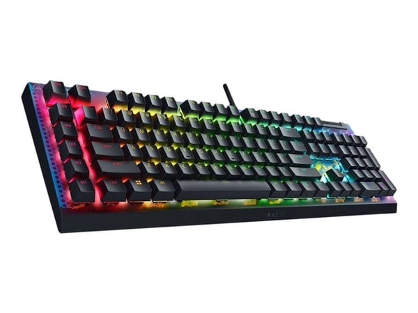 Razer BlackWidow V4 X - Fortnite Edition - tastatur - full size - med medierulle - bakgrunnsbelyst - USB - QWERTY - USA - tastsvitsj: Razer Yellow