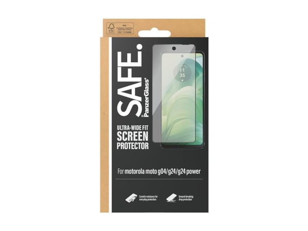 SAFE. by PanzerGlass - Skjermbeskyttelse for mobiltelefon - ultrabred passform - glass - rammefarge svart - for Motorola Moto G04, G24, G24 Power