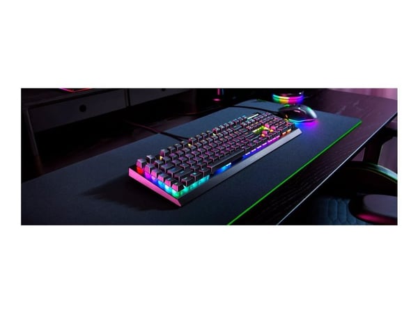 Razer BlackWidow V4 X - Fortnite Edition - tastatur - full size - med medierulle - bakgrunnsbelyst - USB - QWERTY - USA - tastsvitsj: Razer Yellow