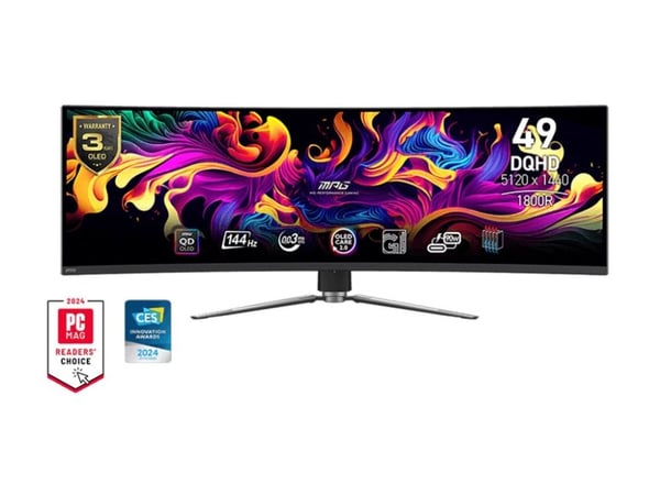 MSI MPG 491CQPDE QD-OLED - OLED-skjerm - gaming - kurvet - 49" - 5120 x 1440 Dual Quad HD @ 144 Hz - 1000 cd/m² - 1500000:1 - DisplayHDR 400 True B...