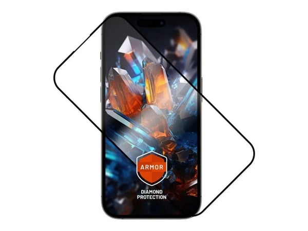 FIXED Armor - Skjermbeskyttelse for mobiltelefon - ultra durable, tempered glass - 2.5D - glass - rammefarge svart - for Apple iPhone 15