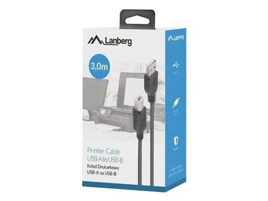 Lanberg - USB-kabel - USB (hann) til USB-type B (hann) - USB 2.0 - 3 m - svart